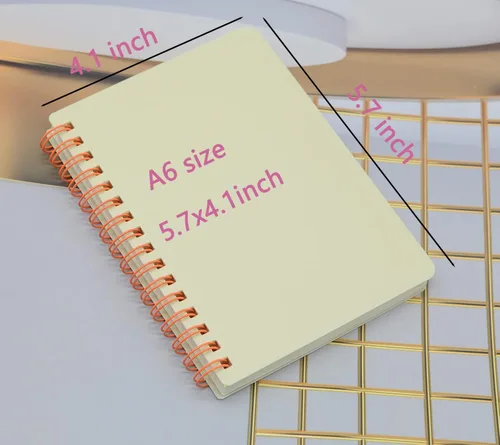 Vista 2 de YIHUANYIFA 4pcs A6 Spiral Notebooks 8mm Ruled 5.7 x 4.1 inch Hardcover 160 Pages Journals for Work Students Study and Notes (4, Dark color)