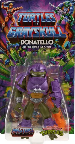 Vista 2 de Mattel Masters of the Universe Origins Turtles of Grayskull figura de acción y accesorios, Donatello juguete coleccionable con 16 articulaciones