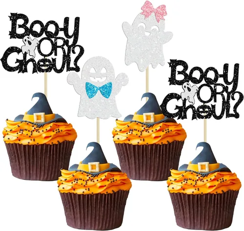 Vista 22 de Gyufise 24 piezas de decoración de cupcakes de película de terror con purpurina para teléfono con purpurina para teléfono sin que cuelgues asesino