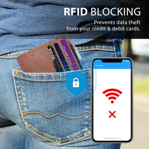 Vista 3 de Sbrinnaliao Cartera delgada para hombre, carteras de cuero para hombre, bloqueo RFID, fundas para tarjetas de crédito y organizadores de dinero