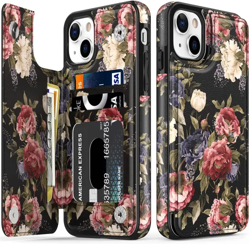 Vista 74 de LETO para iPhone 15 Pro Funda tipo cartera - Tapa tipo folio con patada - Diseños de moda - Tarjetero - Funda protectora para mujeres y niñas - 6.1