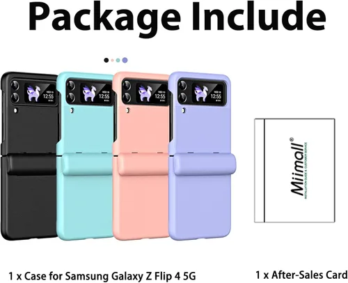 Vista 7 de Miimall Funda compatible con Galaxy Z Flip 4, delgada, resistente a las caídas, antiarañazos, bisagra, protección de grado militar, funda