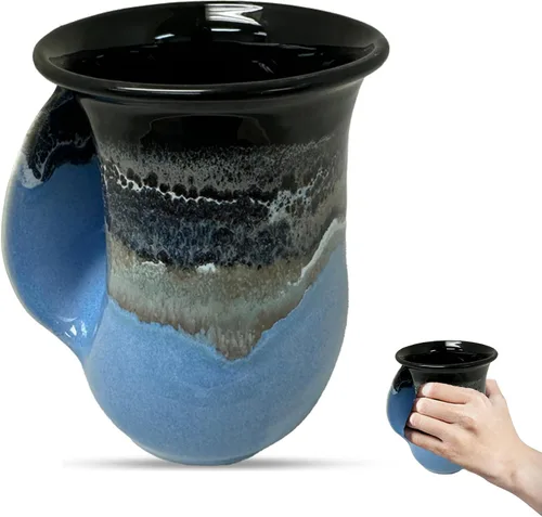 Vista 33 de Clay in Motion - Taza calentadora de manos para diestros, diseño Ocean Tide Marea del Océano