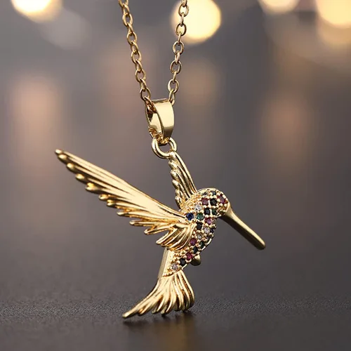 Vista 7 de Lindo collar con colgante de oro de animal para mujer, cadena de eslabones delicados, circonita cúbica brillante, regalos para parejas y familiares