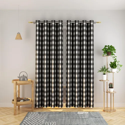 Vista 82 de Cortinas de 24 pulgadas de largo con diseño Buffalo Check Gingham Plaid para ventanas de cocina y baño, tratamiento para ventanas con 2 paneles