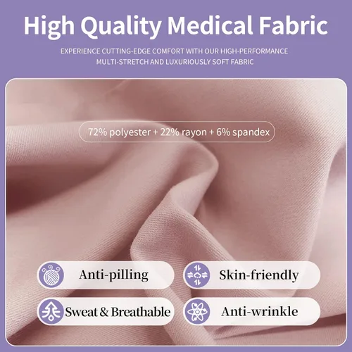 Vista 4 de niaahinn Camiseta de manga larga con cuello en V para mujer, uniforme médico