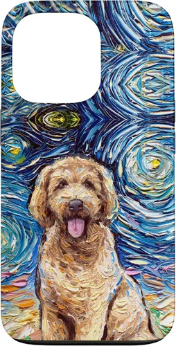 Vista 10 de Cute Goldendoodle Starry Night Doodle Dog Art by Aja Case for iPhone 17