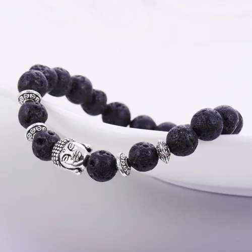 Vista 4 de Joya brazalete con gemas redondas de 8 mm, brazalete para los chacras, regalo de cumpleaños