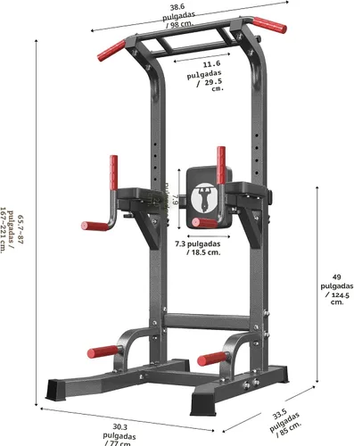 Vista 5 de SogesHome Power Tower Pull Up Bar Dip Station for Home Gym 330LB Capacity Negro