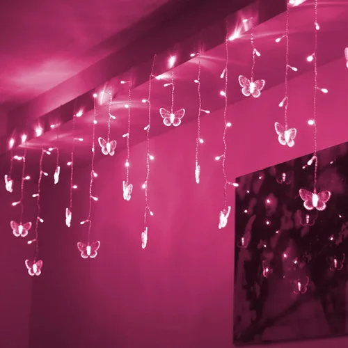 Vista 7 de Luces de Cortina de Mariposas, 4.9 pies, 48 Luces de Hadas LED USB para Ventana, 10 Mariposas, 8 Modos, Luces de Cadena con Parpadeo de Luciérnaga