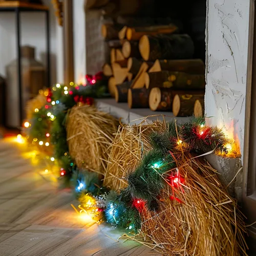 Vista 6 de TW SHINE - Guirnalda de Navidad preiluminada de 9,1 m, decoraciones con 100 luces LED, guirnaldas artificiales de pino con 8 modos, guirnalda verde