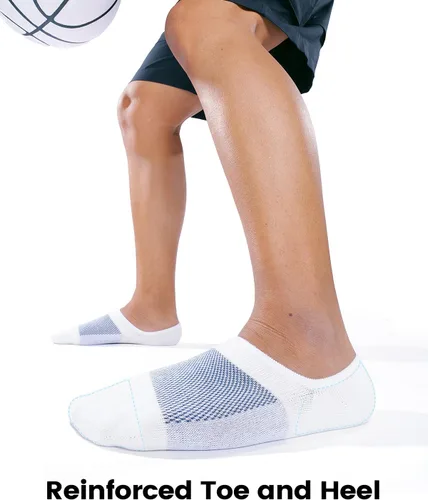Vista 4 de IDEGG - Calcetines deportivos de algodón de corte bajo con agarre antideslizante para hombres