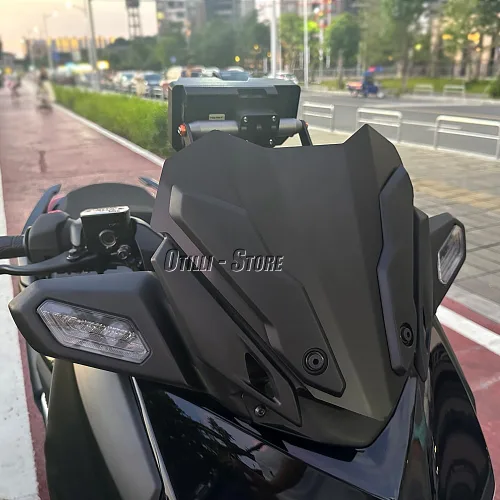 Vista 3 de Parabrisas de aluminio para motocicleta Yamaha X-MAX 300 2023 carenado delantero protector deflector de viento (negro)