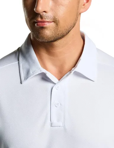 Vista 4 de CQR Camiseta polo táctica para hombre, de manga corta, ligera y con Dry Fit, tela piqué, FPU 50+, para exteriores