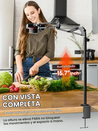 Vista 2 de Soporte de cámara superior, soporte de cámara de escritorio con brazo articulado, capacidad de carga de 5 libras, soporte ajustable de 360°