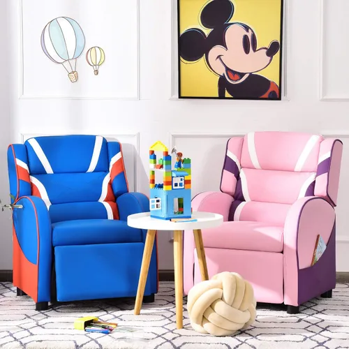 Vista 4 de Costzon Silla reclinable para niños, silla reclinable para juegos con reposapiés, reposacabezas, soporte lumbar y bolsillos laterales, silla