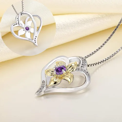 Vista 5 de YL Collar de plata de ley con colgante de flor de lirio para mujer