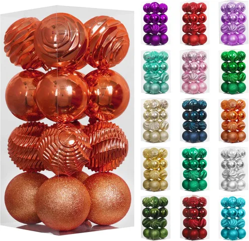 Vista 53 de XmasExp Juego de 24 mini esferas de Navidad inastillables para bolas de árbol de Navidad, 1.18 pulgadas (negro)