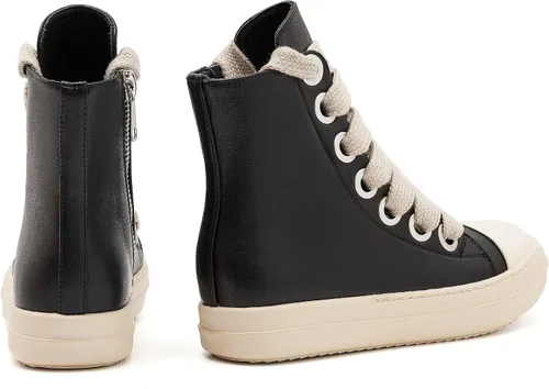 Vista 3 de AmoreParis Tenis altos para mujer, con cordones, cómodos, con cremallera, plataforma