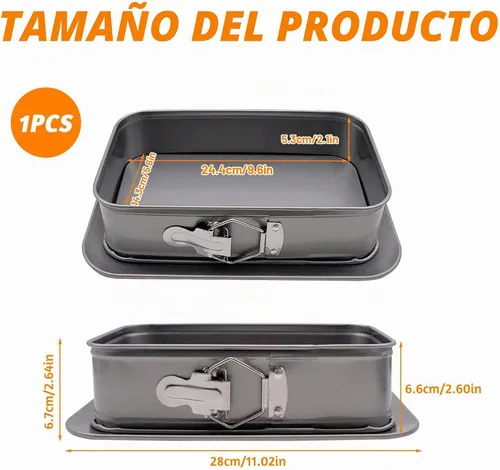 Vista 2 de Molde desmontable rectangular, 9.6 x 5.6 x 2.1 pulgadas, molde rectangular para tartas con parte inferior extraíble, bandejas rectangulares