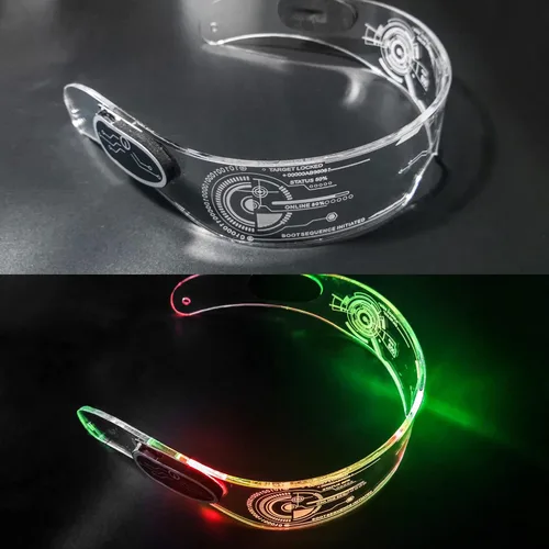 Vista 6 de Fency Cyberpunk - Gafas LED recargables por USB con control bilateral, 7 colores cambiantes intermitentes