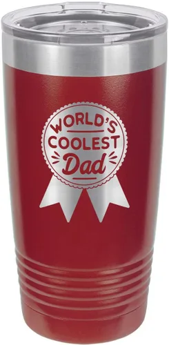 Vista 17 de WORLDS COOLEST DAD RIBBON BLACK Vaso de bebida de 20 oz con pajita Taza de viaje grabada con láser Comparar con Yeti Rambler Idea de regalo
