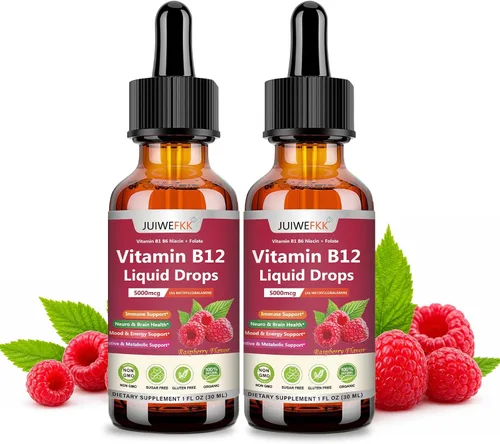 Vista 9 de Vitamina B12 líquida gotas 5000 mcg – Extra Strength B12 Metilcobalamina con B1 B6 B3 Folato Niacina – Absorción rápida Sublingual B-12 Gotas
