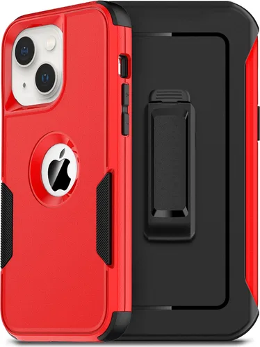 Vista 8 de Defender - Funda para iPhone 14 con clip para cinturón, 2 protectores de pantalla + protector de lente de cámara; funda protectora resistente a Azul