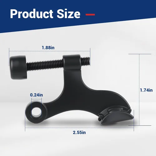 Vista 2 de HOME MASTER HARDWARE - Tope de puerta con pasador de bisagra, paquete de 8, negro, ajustable, de servicio pesado, con puntas amortiguadas de plástico