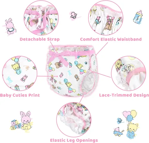Vista 3 de Littleforbig Silky Adult Ribbon Omutsu Diaper Wrap Cover Washable Adjustable Reusable Waterproof - Baby Cuties