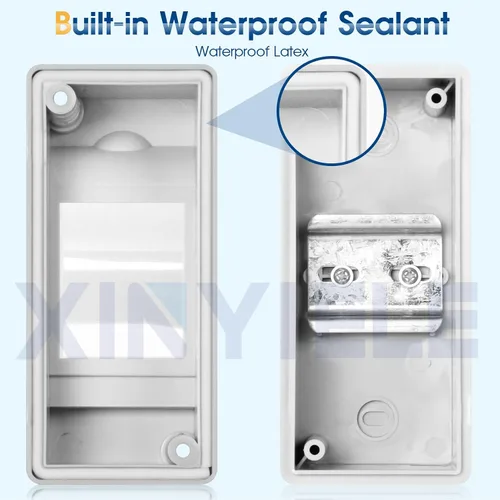 Vista 4 de Caja de Protección de Distribución Impermeable, Caja Eléctrica de Disyuntores de Plástico ABS y Cubierta Transparente IP65, para Disyuntor de Pared