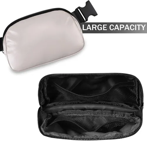 Vista 18 de Cangurera cruzada para mujer, mini bolsa para cinturón de 1 litro con correa ajustable de 32 a 51 pulgadas, bolsa de cintura pequeña para viajes