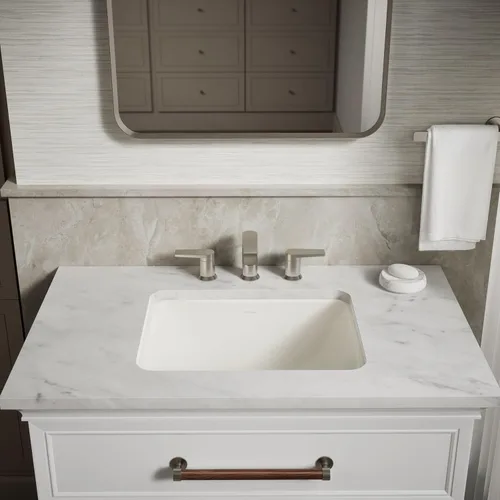 Vista 9 de KOHLER K-20000-0 - Rectángulo Caxton, 20-5 / 16 x 15-3 / 4 Pulgadas. Lavabo empotrado de baño, K-20000-96 Biscuit