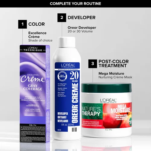Vista 5 de L'Oréal Technique Excellence Crème Permanent Hair Color Long-Lasting Hair Dye Rich Formula with No-Drip Application Superb Gray Coverage For