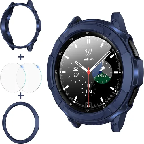 Vista 13 de Goton 3 en 1 Accesorios para Samsung Galaxy Watch 3 de 41 mm, 1 Carcasa de Armadura de TPU Resistente + 2 Películas Protectoras de Pantalla