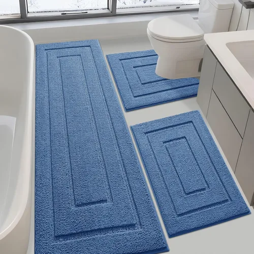 Vista 26 de IM HOME Tapetes de baño, felpa ultra suave, de microfibra esponjosa, absorbente, parte trasera antideslizante, lavable a máquina, tapetes para suelo
