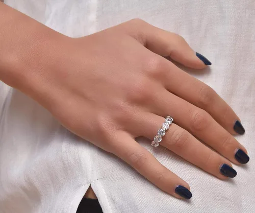 Vista 4 de Anillo de eternidad, para bodas o compromiso, con zirconia cúbica, de plata esterlina 925, 5 mm
