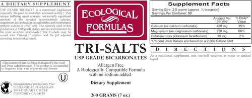 Vista 3 de Ecological Formulas Tres sales de calcio magnesio potasio 200 GMS X 2 botellas sin sodio