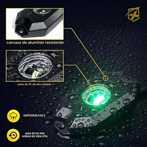 Vista 3 de Xprite - Kit de luces LED RGBW con Bluetooth y control remoto inalámbrico, luces de neón multicolor para vehículos, luces para ruedas y bajos