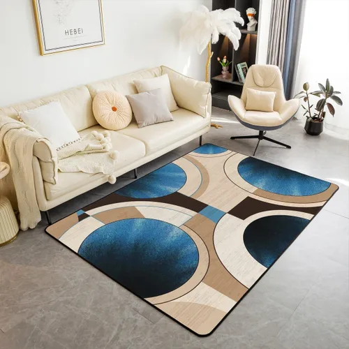 Vista 39 de Alfombra de área en espiral colorida de 3 x 5 pies, abstracta y moderna geométrica, decoración de remolinos, antideslizante, para hombres, mujeres