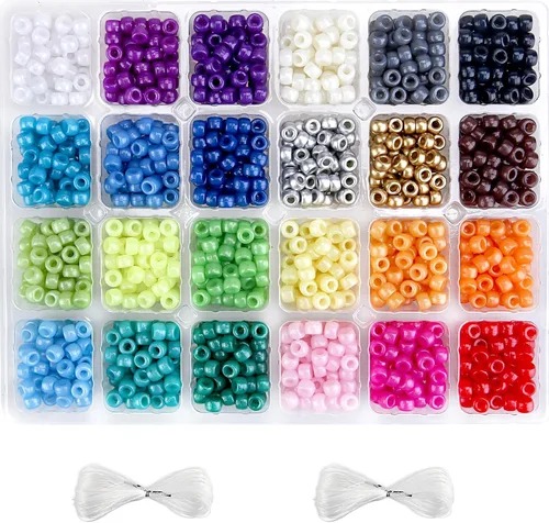 Vista 8 de Kit de Pulseras de Abalorios Pony de Greentime, Juego de Abalorios Rainbow Kandi Rave de 9mm para Pulseras de Amistad, Elaboración de Collares