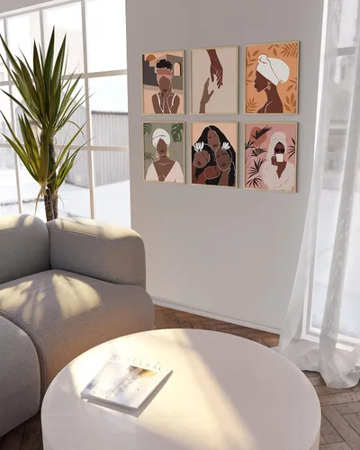 Vista 5 de HAUS AND HUES Arte de pared de mujer negra, juego de 6 impresiones de mujeres afroamericanas, arte africano para sala de estar, fotos de mujeres