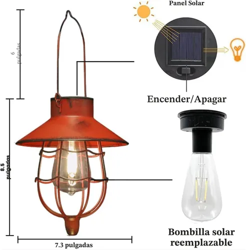 Vista 3 de YAKii Paquete de 2 faroles solares colgantes impermeables de metal para exteriores con luz blanca cálida para decorar patio, jardín, camino, patio