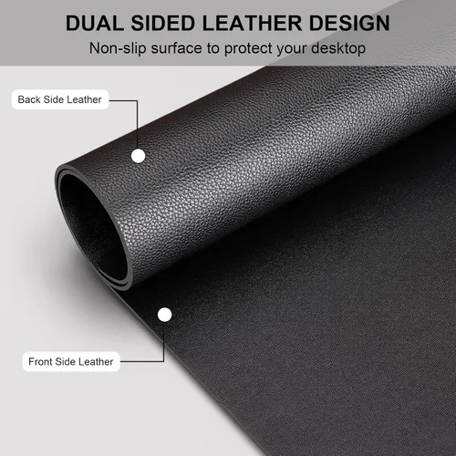 Vista 3 de Protector grande de cuero para escritorio, almohadillas de escritorio impermeables en la parte superior de los escritorios, teclado y mouse pad