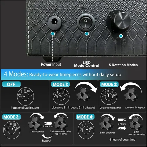 Vista 5 de Watch Winder + Watch Storage Box with Japanese Quiet Motor