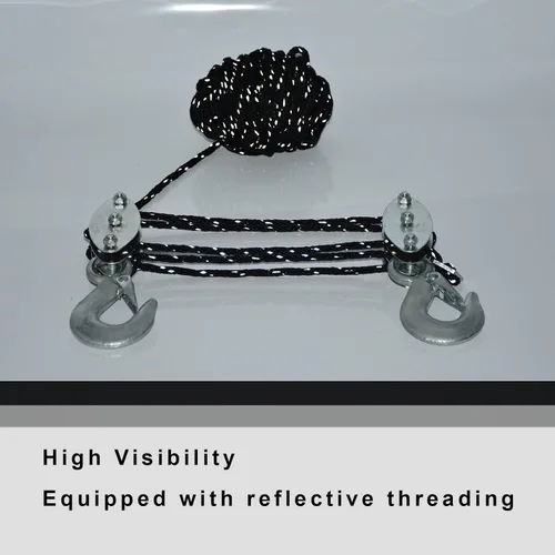 Vista 2 de XSTRAP - Polipasto de cuerda reflectante de 50 pies de resistencia a la rotura de 2,000 libras + 2 correas de malla de elevación de 1 x 8 pies