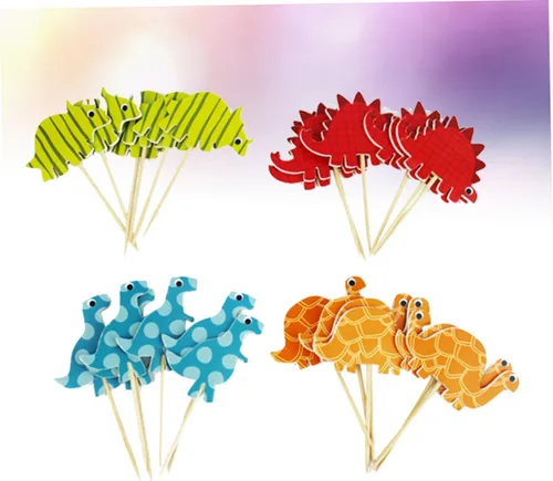 Vista 8 de 96pcs Dinosaur Cake Topper Paper Cartoon Decoration