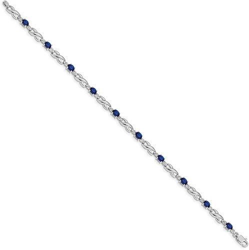 Vista 2 de Pulsera de zafiro de oro blanco de 14 quilates con diamantes de 7.25 pulgadas, joyería fina para mujer, regalos para ella, Tela vaquera Zafiro