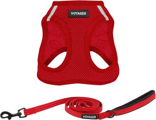 Vista 21 de Arnés de malla Voyager Step-in Air para todo clima y correa reflectante para perro de 5 pies, combo con mango de neopreno, para cachorros de razas