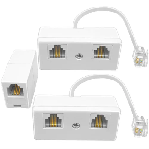 Vista 5 de NECABLES 2+1Pack 2pcs divisor de línea telefónica 1 a 2 y 1pc teléfono
